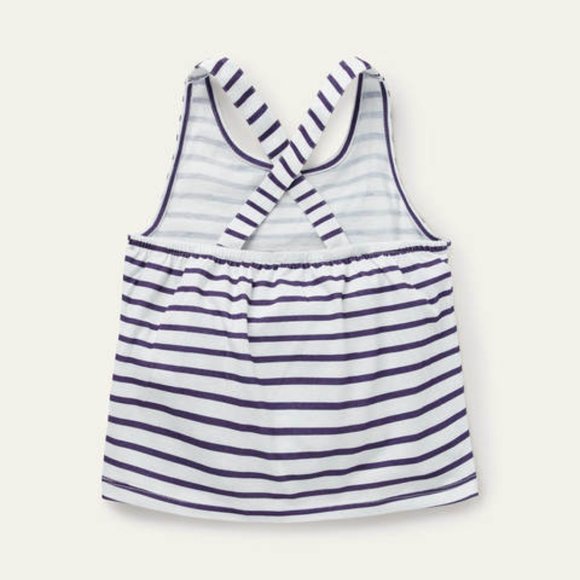 MINI BODEN 13-14 Strawberry Tart Red Stripe Gathered Cross-Back Tank Top - Picture 1 of 8